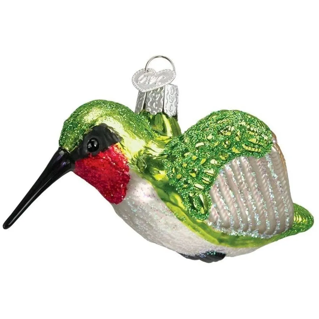 Old World Christmas Bird Watcher Collection Glass Blown Ornaments for Christmas Tree Hummingbird, 16055