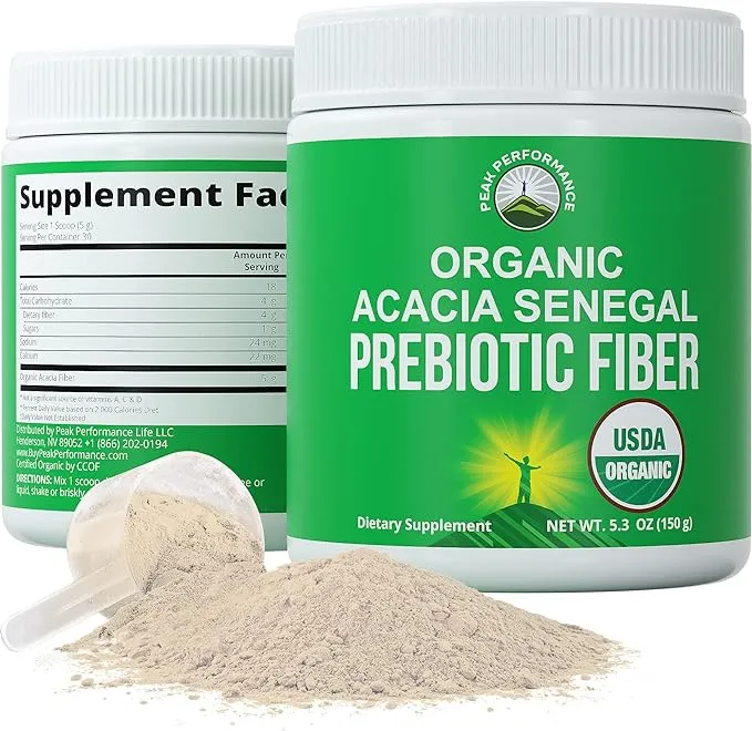 Peak Performance Organic Acacia Senegal Prebiotic Fiber Powder. USDA Organic ...