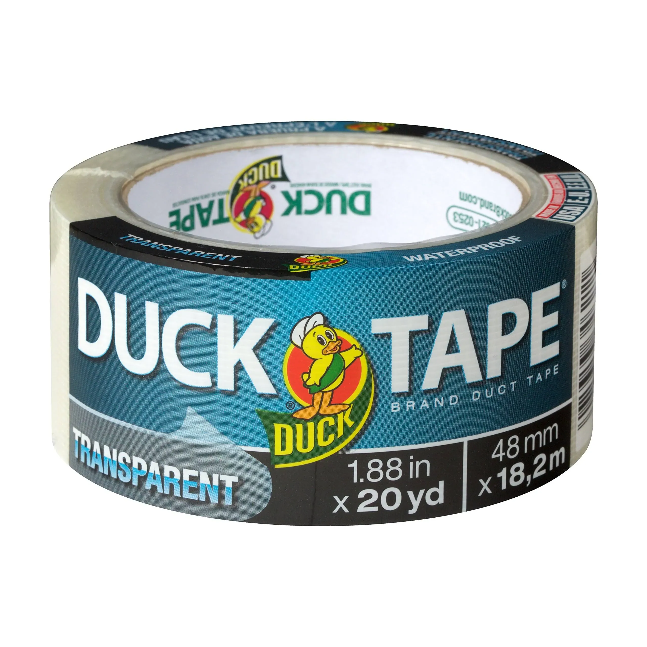 Duck Brand 241414 Single Roll Transparent Duct Tape, 1.88" x 20 yd, Clear