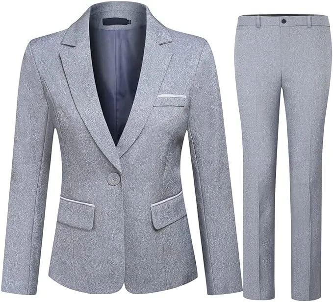 YUNCLOS Women's 2 Piece Office Lady Business Suit Set Slim Fit Blazer Pant