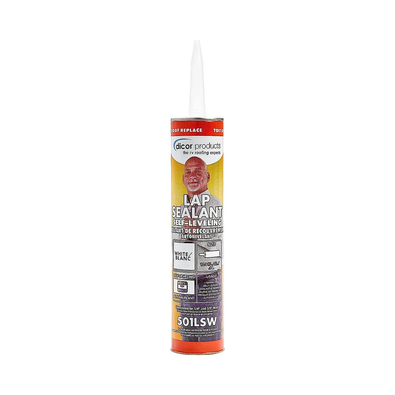 Dicor 501LSW-1 EPDM Self-Leveling Lap Sealant-10.3 oz. Tube, White, 10.3 Fluid_o