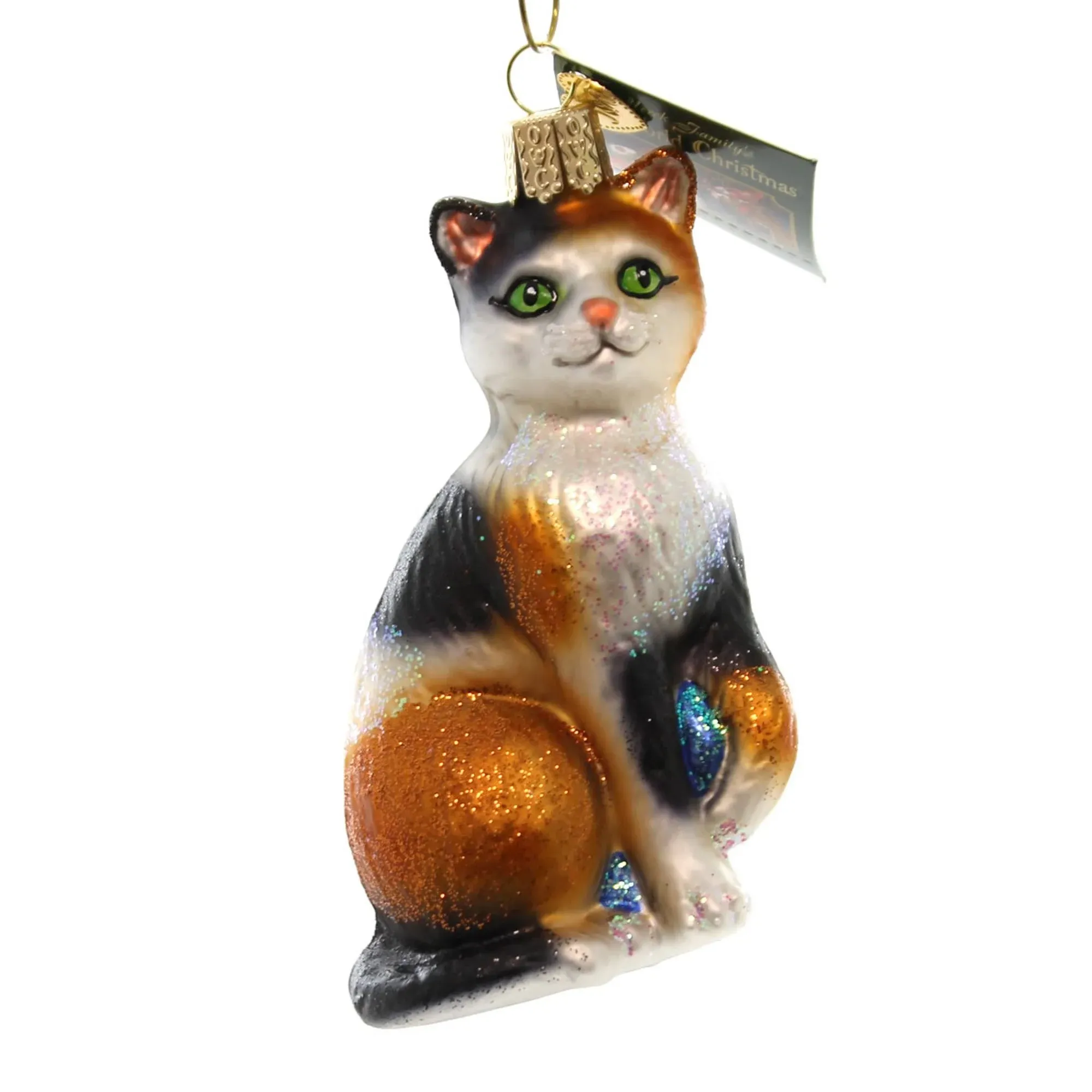 Old World Christmas Calico Cat Glass Blown Ornament