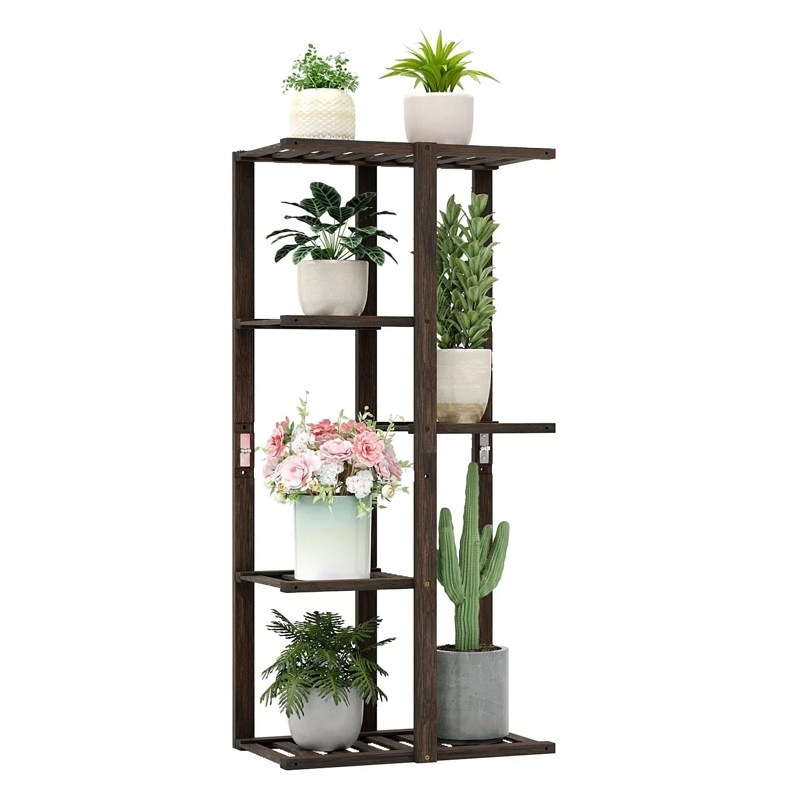 Chuuya Plant Stand,Bamboo Plant Shelf Indoor Outdoor, Build Your Mini Garden(7 ...