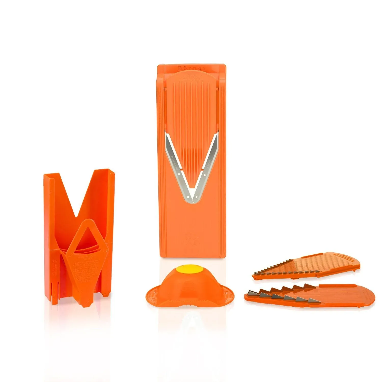 Börner Mandoline Slicer V3 (Starter Set) • V-Slicer for 5 Cutting Styles with Fruit Holder • Adjustable Vegetable Slicer for Vegetables & Fruits • Stainless Steel V-Blade • Color: Orange