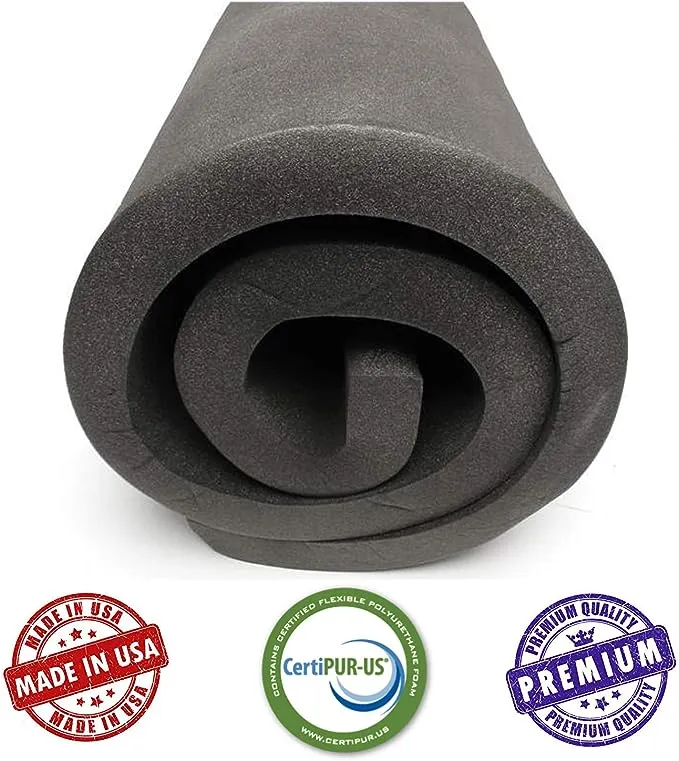 AKTRADING CO. 1" H X 30" W X 72" L CertiPUR-US Certified Rubber Foam Sheet Cushion (Seat Replacement, Upholstery Sheet, Foam Padding, Acoustic Foam Sheet), Charcoal