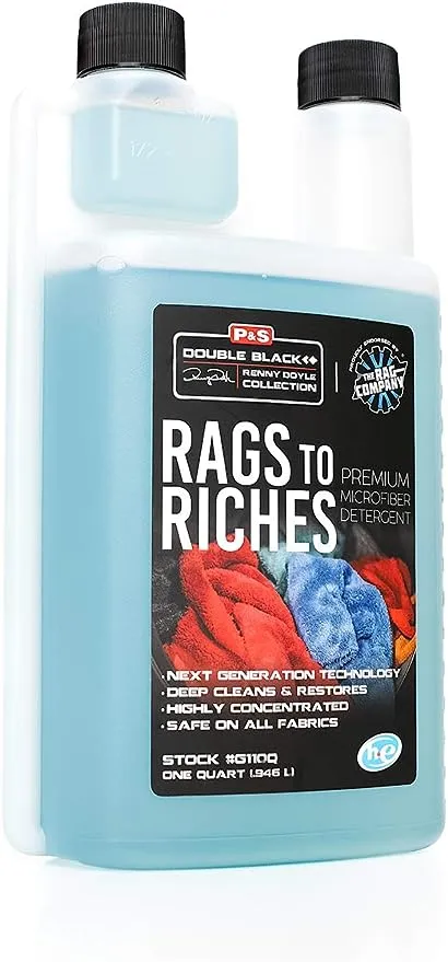 P&S Professional Detail Products - Rags to Riches - Premium Microfiber Detergent, Deep Cleans and Restores, Safe on All Fabrics, Highly Concentrated, Next Generation Cleaning Technology (1 Quart)