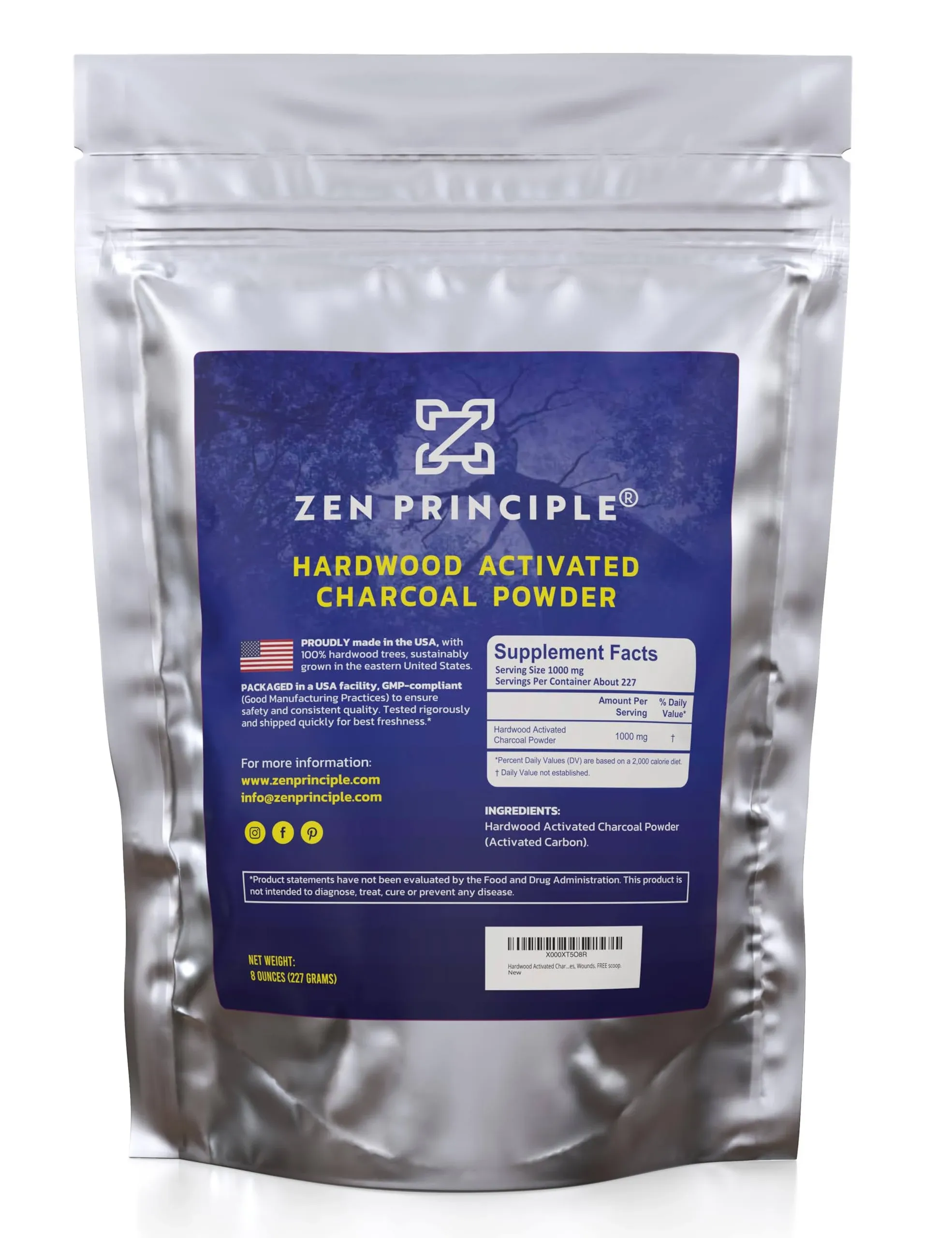 Zen Charcoal Large 2.5 lb Hardwood Activated Charcoal Powder