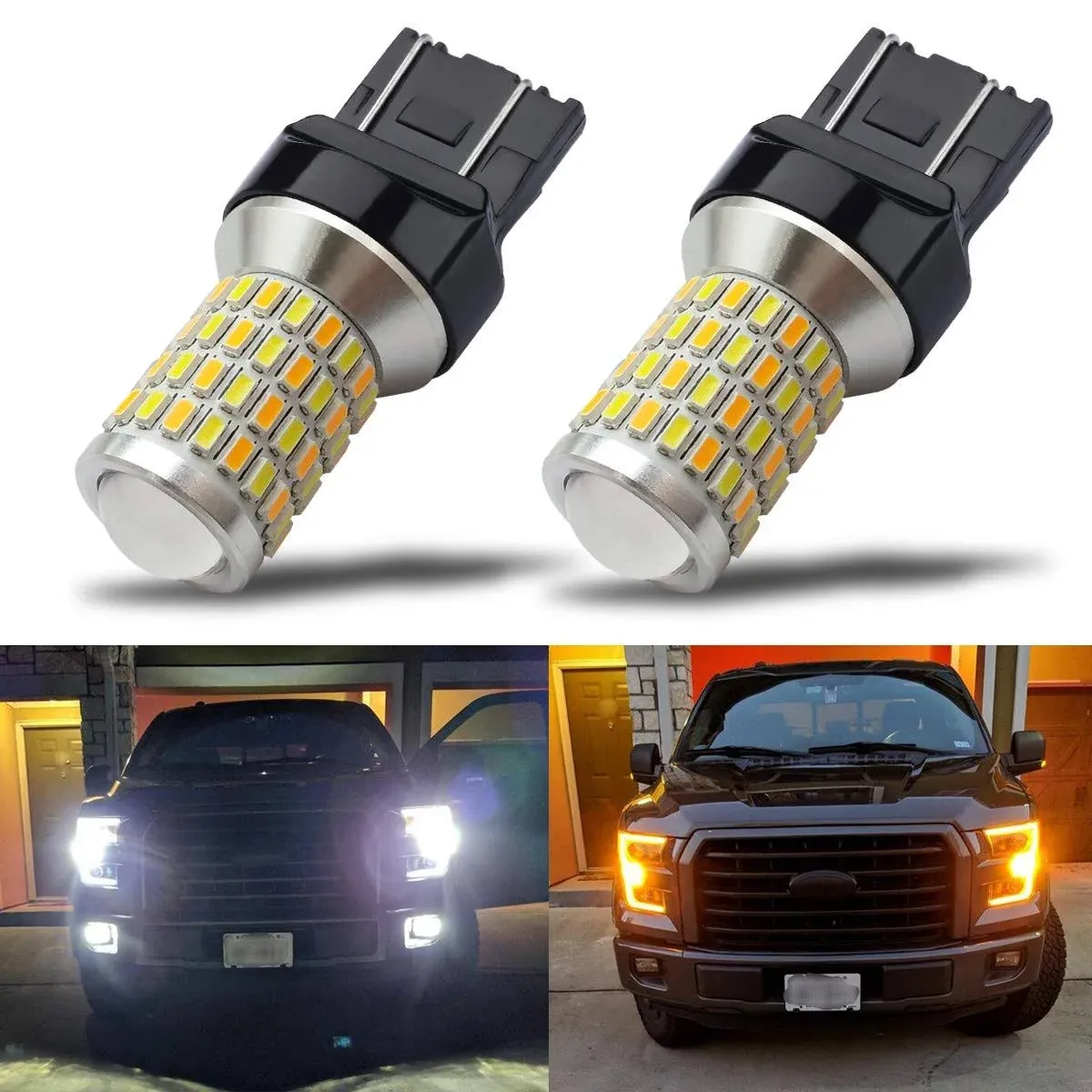 iBrightstar Newest Super Bright 7443 7444NA Switchback LED Bulbs