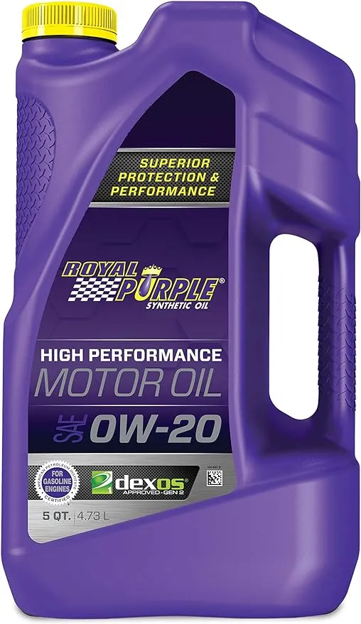 Royal Purple High Performance Motor Oil 0W-20 Premium Synthetic Motor Oil, 5 Quarts