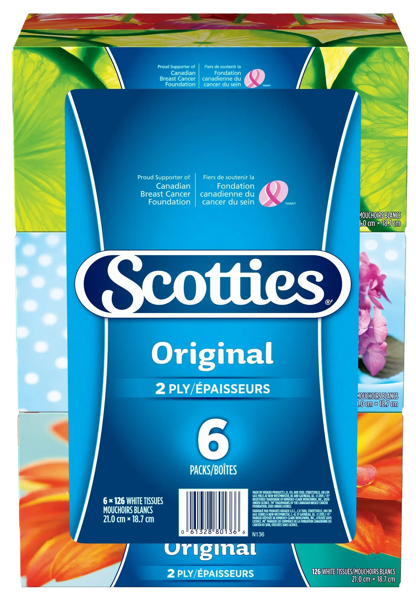 Scotties Original Facial Tissue 2-Ply 126 Sheets per Box 6 Pack