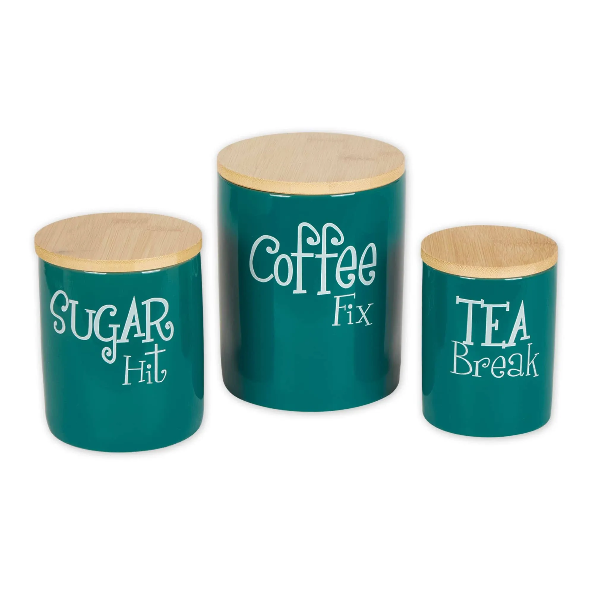 DII Kitchen Accessories Retro Collection Ceramics, Canister Set, Teal, 3 Piece