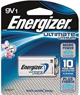 4 x 9 Volt Energizer Ultimate Lithium Batteries (L522)