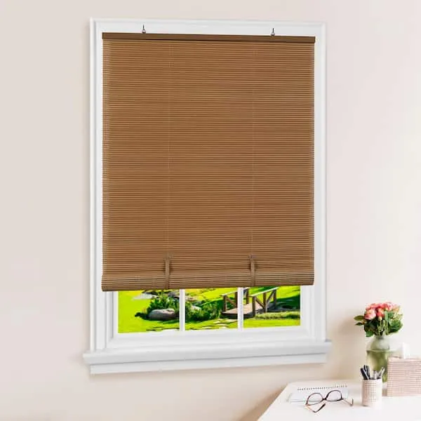 Achim 36 x 72 in. Cordless Solstice Vinyl Roll-Up Blind Woodtone