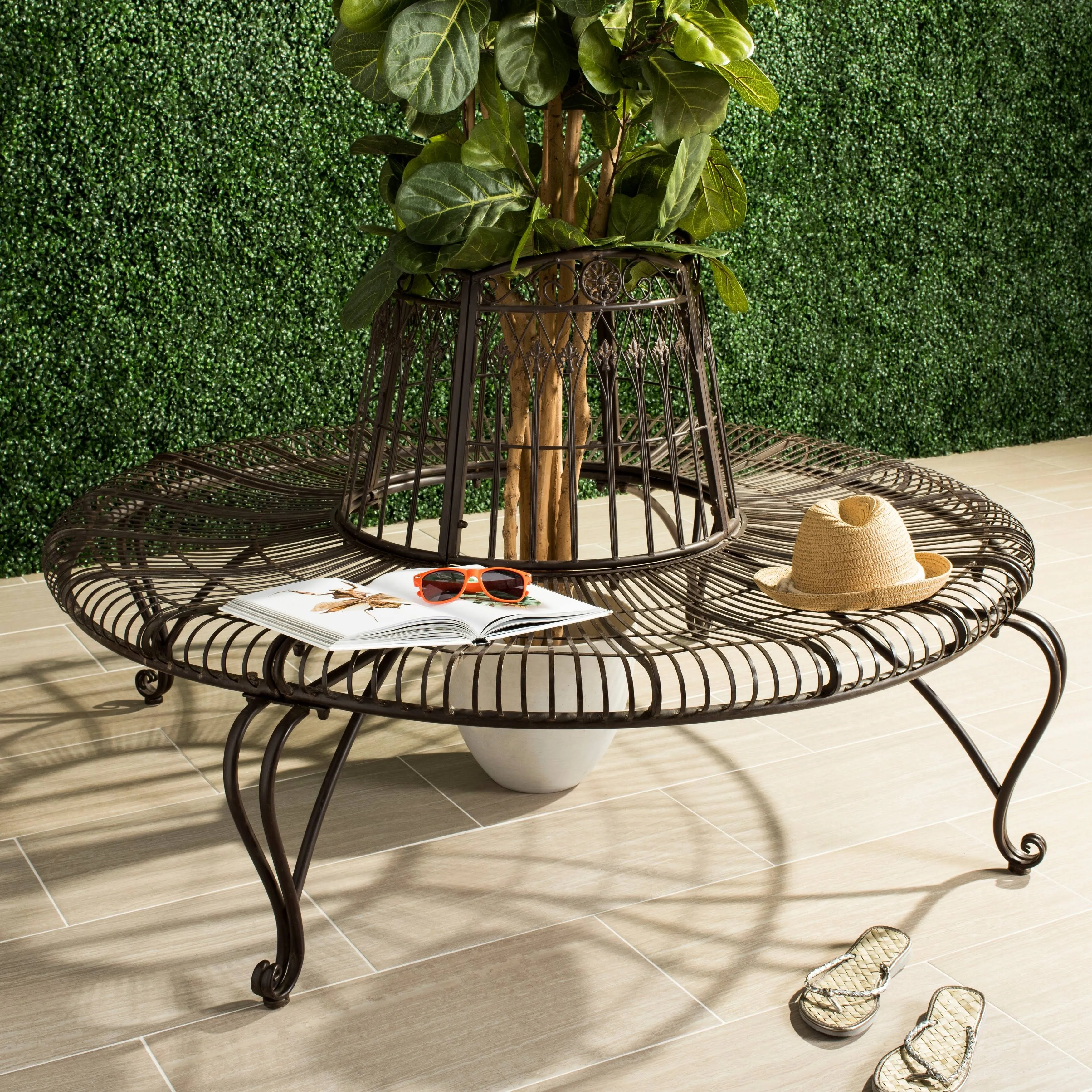 Safavieh Ally 60.25-in W x 33.75-in H Antique Green Iron Garden Bench Lowes.com