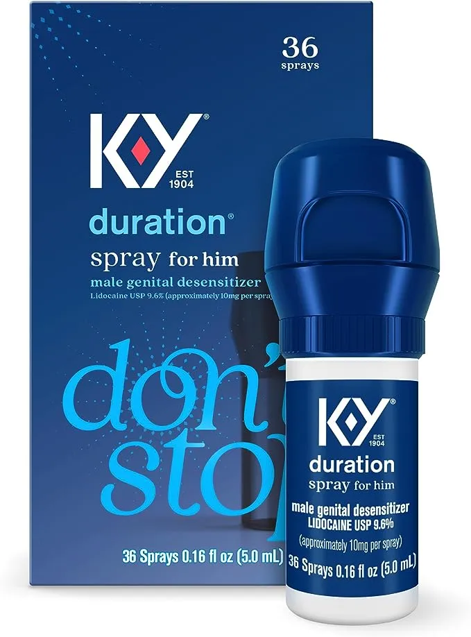 K-Y Duration Numbing Climax Delay Spray for Men, Lidocaine Desensitizing Spray, 0.16 fl oz / 36 Sprays