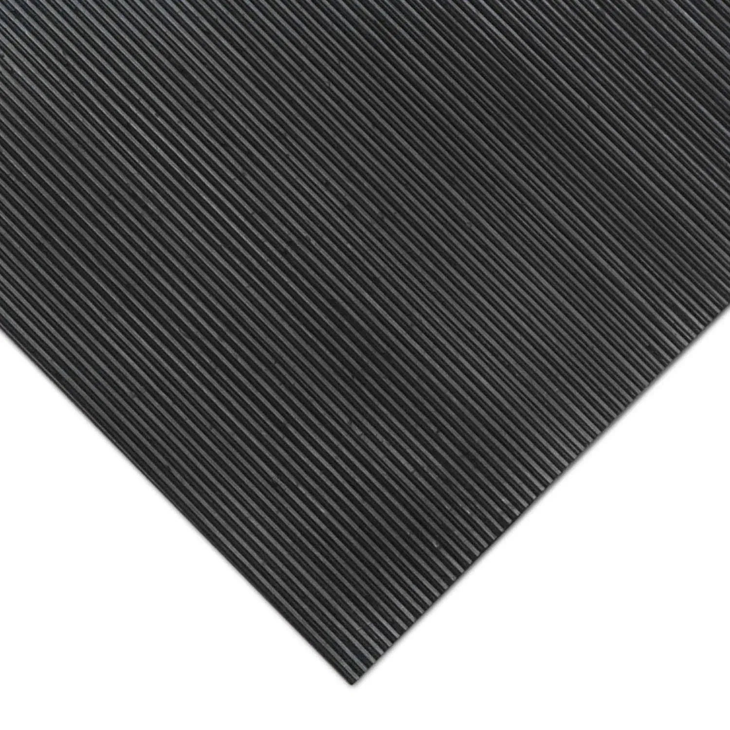 Rubber-Cal Fine-rib Corrugated Rubber Floor Mats - 1/8 in x 3 ft x 8 ft - Black Rubber Runners