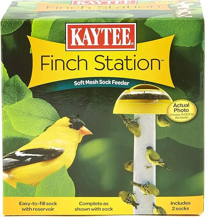 Kaytee Wild Bird Finch Station Soft Mesh Sock Feeder, Includes 2 Socks