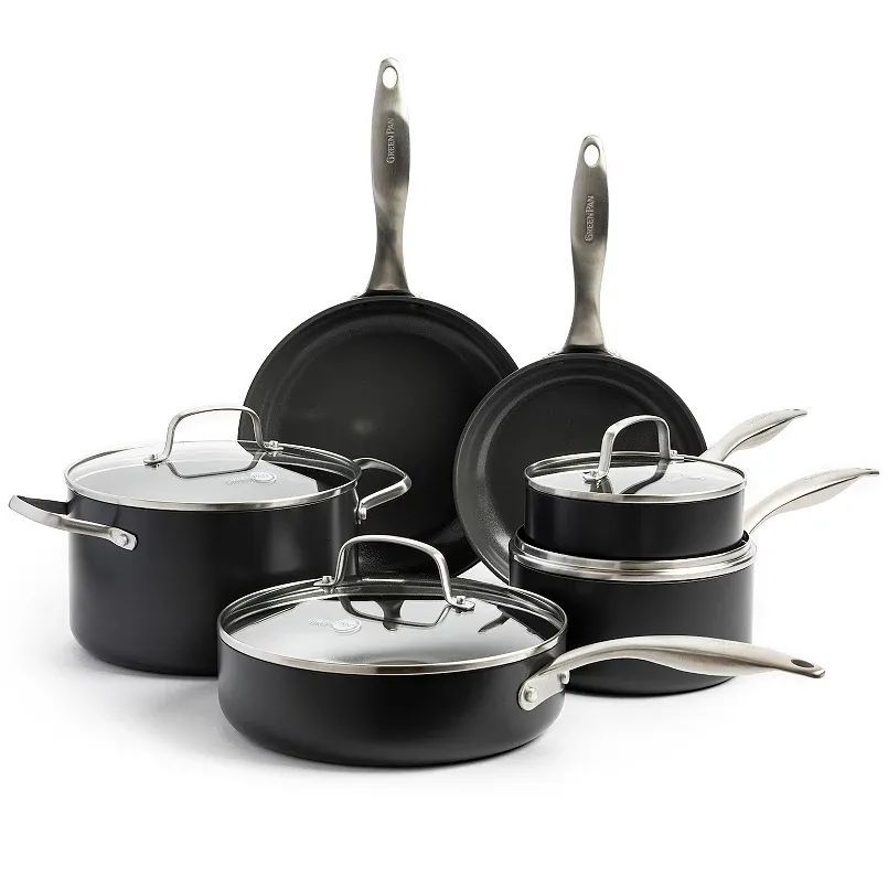 GreenPan Canterbury 10-pc. Nonstick Hard-Anodized Aluminum Cookware Set, Black