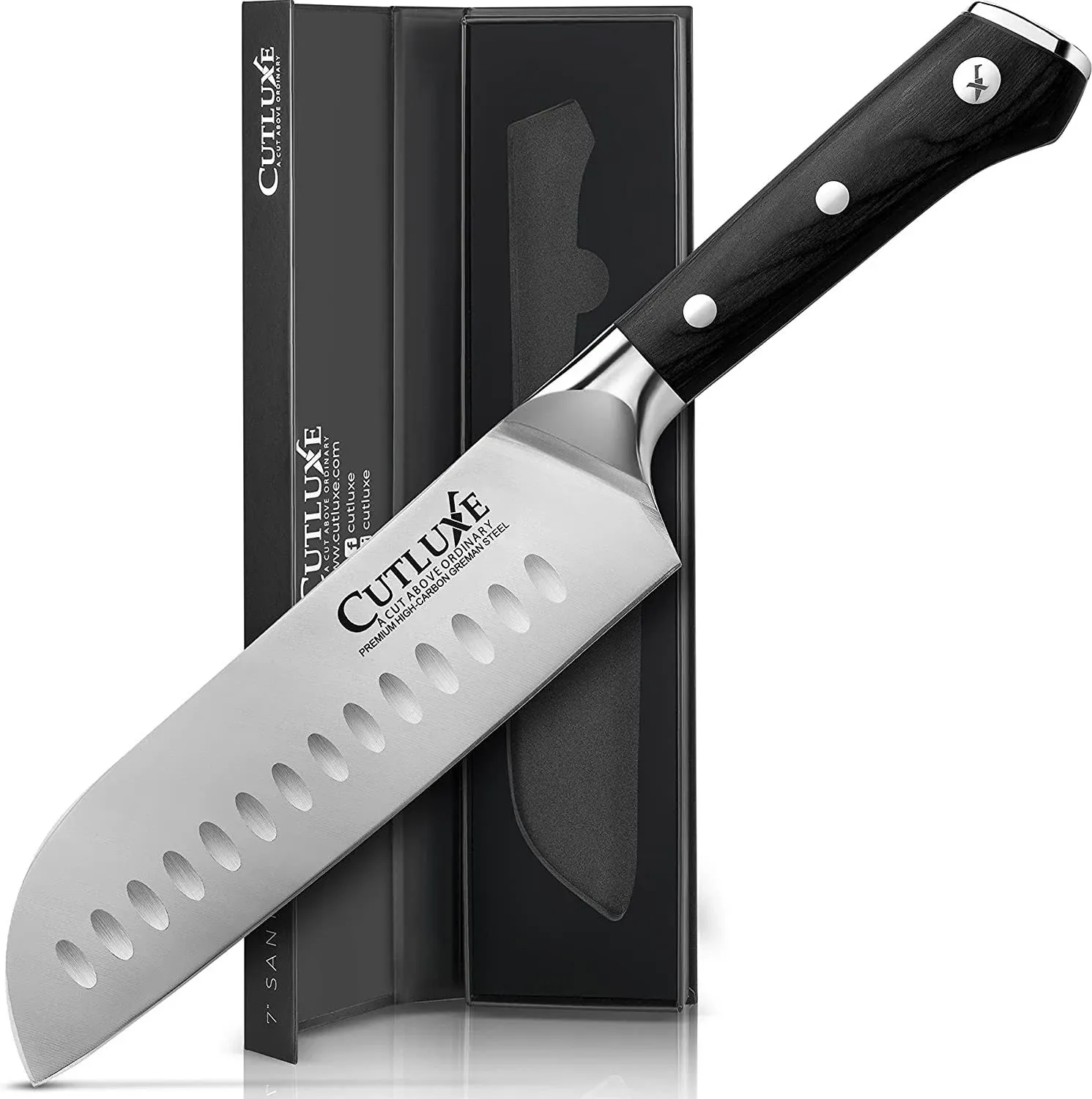 Cutluxe Santoku Knife – 5" Chopping Knife, Vegetable Knife – Forged High Carbon German Steel – Full Tang & Razor Sharp – Ergonomic Handle Design – Artisan Series