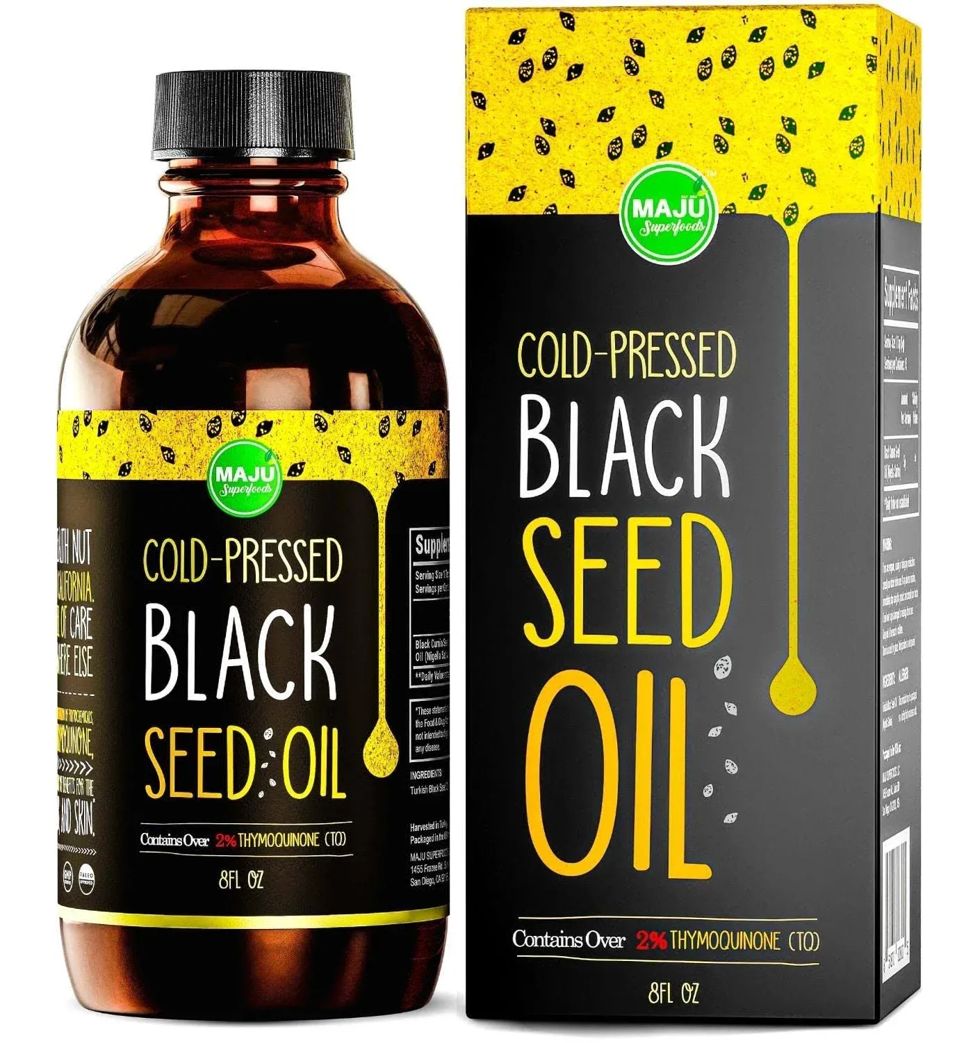 MAJU Black Seed Oil - 3 Times TQ, Cold-Pressed Travel Size - 8 Fl Oz (Pack of 1)