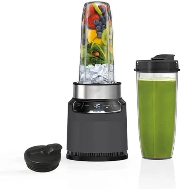 Ninja bn401-A nutri pro compact personal blender, auto-Iq technology, 1100-Peak-Watts, for frozen drinks, smoothies, sauces & more, with to-Go cups &