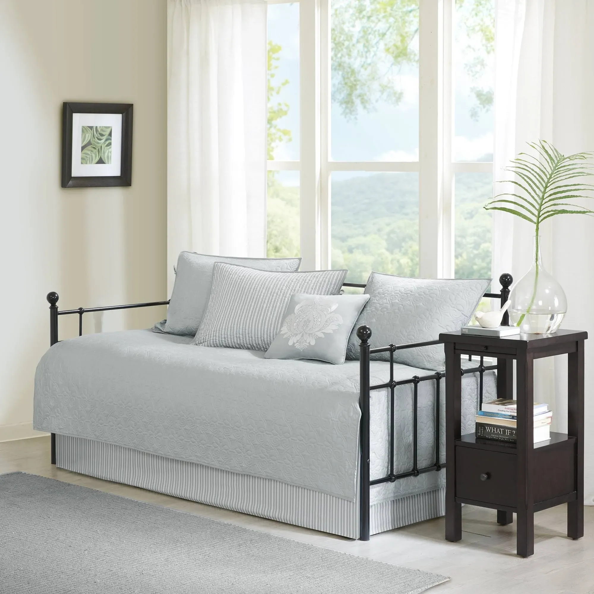 Quebec 6 Piece Reversible Daybed Cover Set - Grey - Madison Park