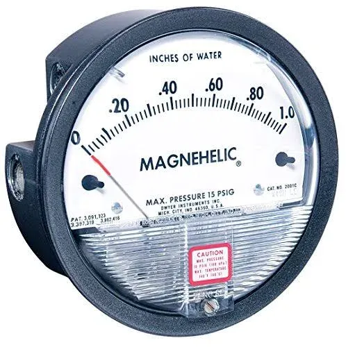 Dwyer 2025 Magnehelic Differential Pressure Gauge, Type, 0 to 25" WC