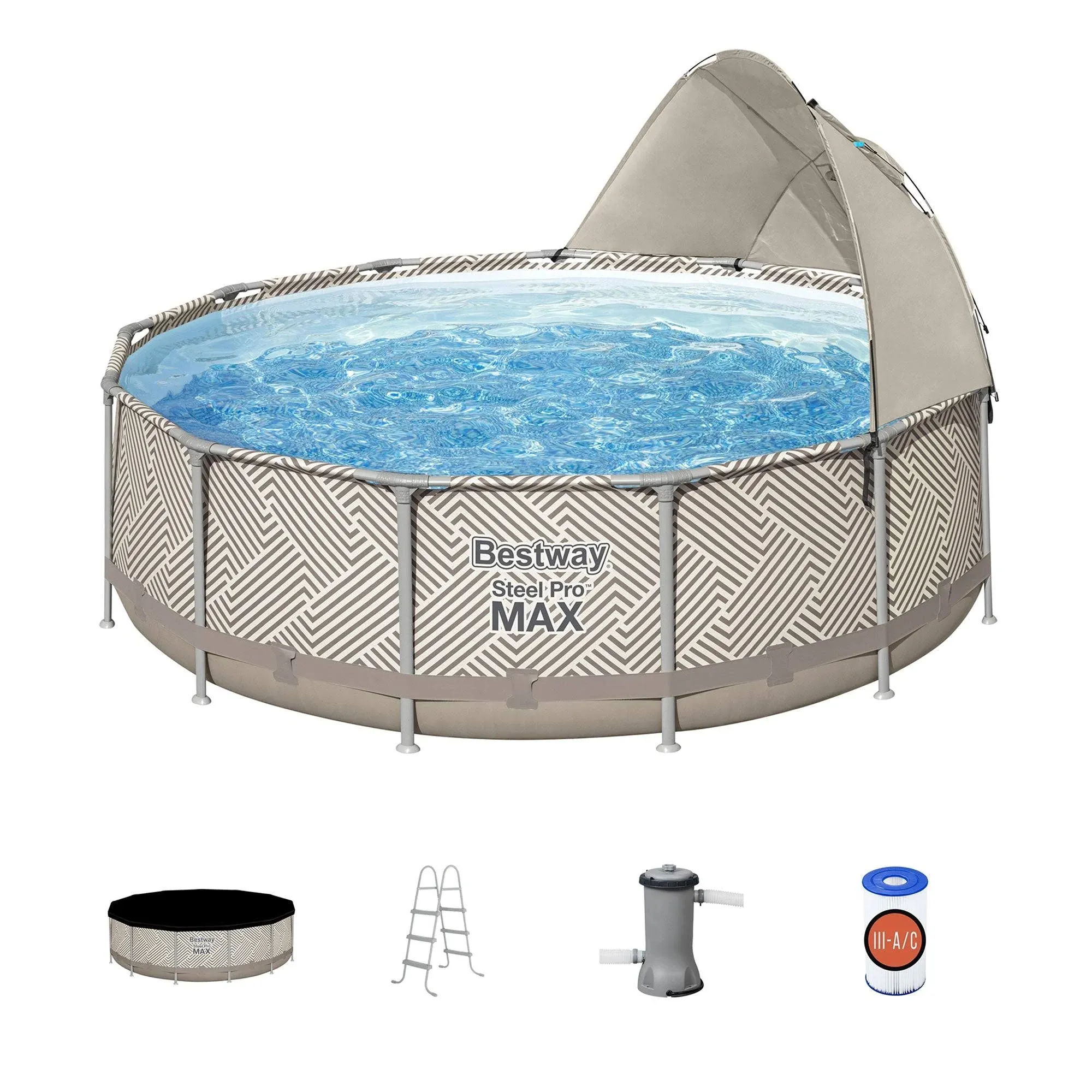 Bestway Steel Pro MAX 13&#039; x 42&#034; Pool Set with Canopy &amp; Ladder (Open Box)