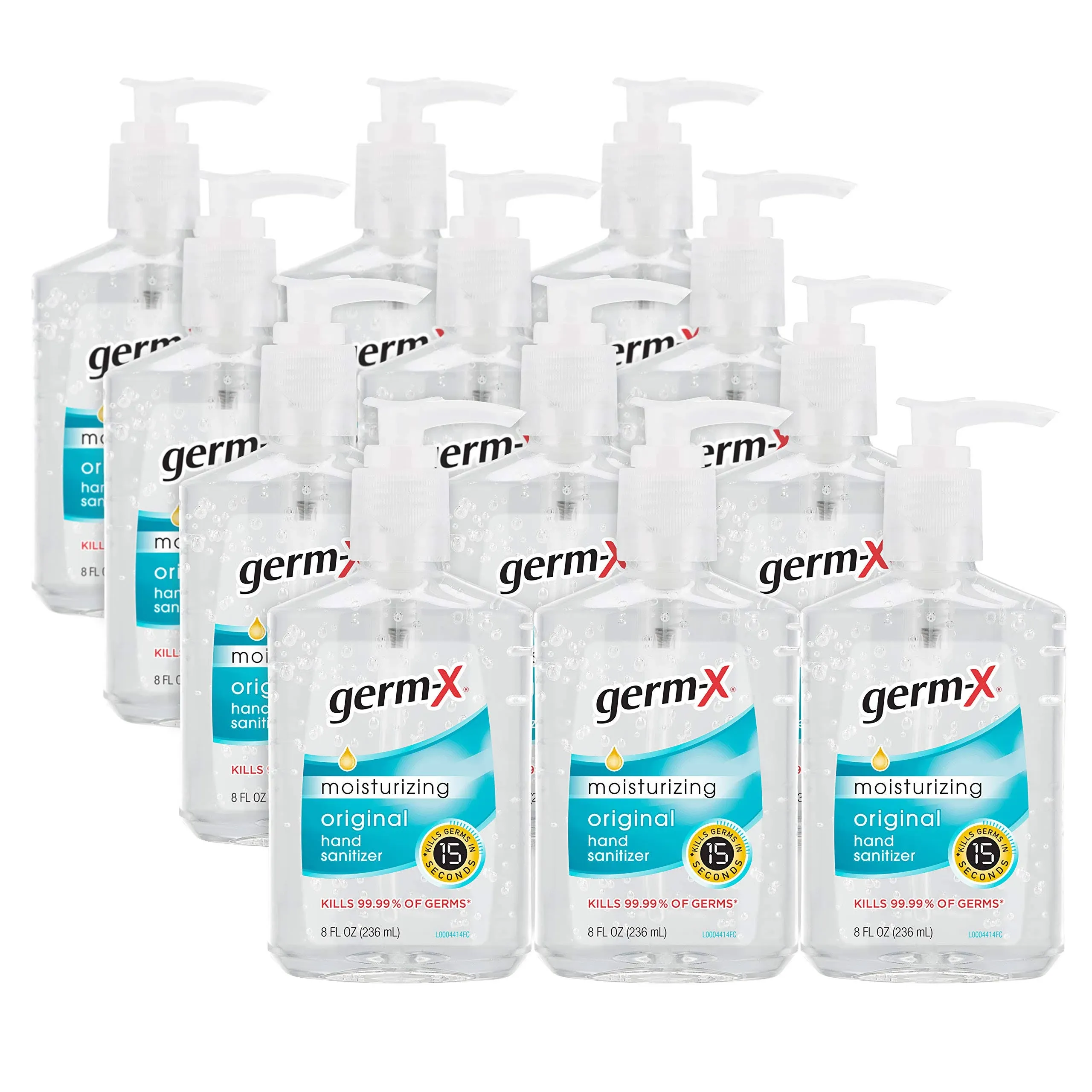 LOT OF 12 bottles Germ-X Moisturizing Hand Sanitizer 8 oz with Pump