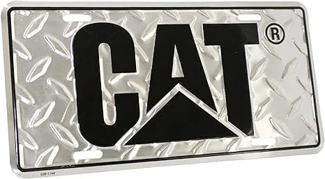 Caterpillar Cat Equipment Aluminum Diamond Plate Novelty License Plate, Silver