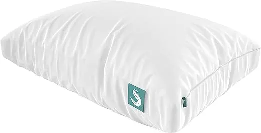 Sleepgram Bed Support Adjustable Hypoallergenic Cool Sleeping Loft Soft Pillow with Removeable Microfiber Cover, King Size, White