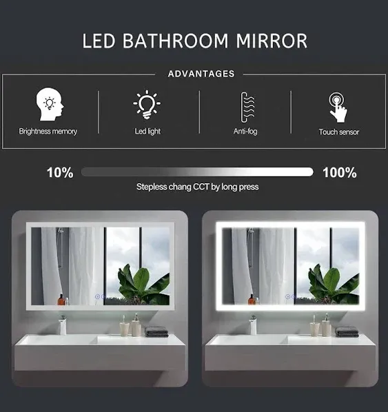 Decoraport 70 x 32 Inch LED Bathroom Mirror