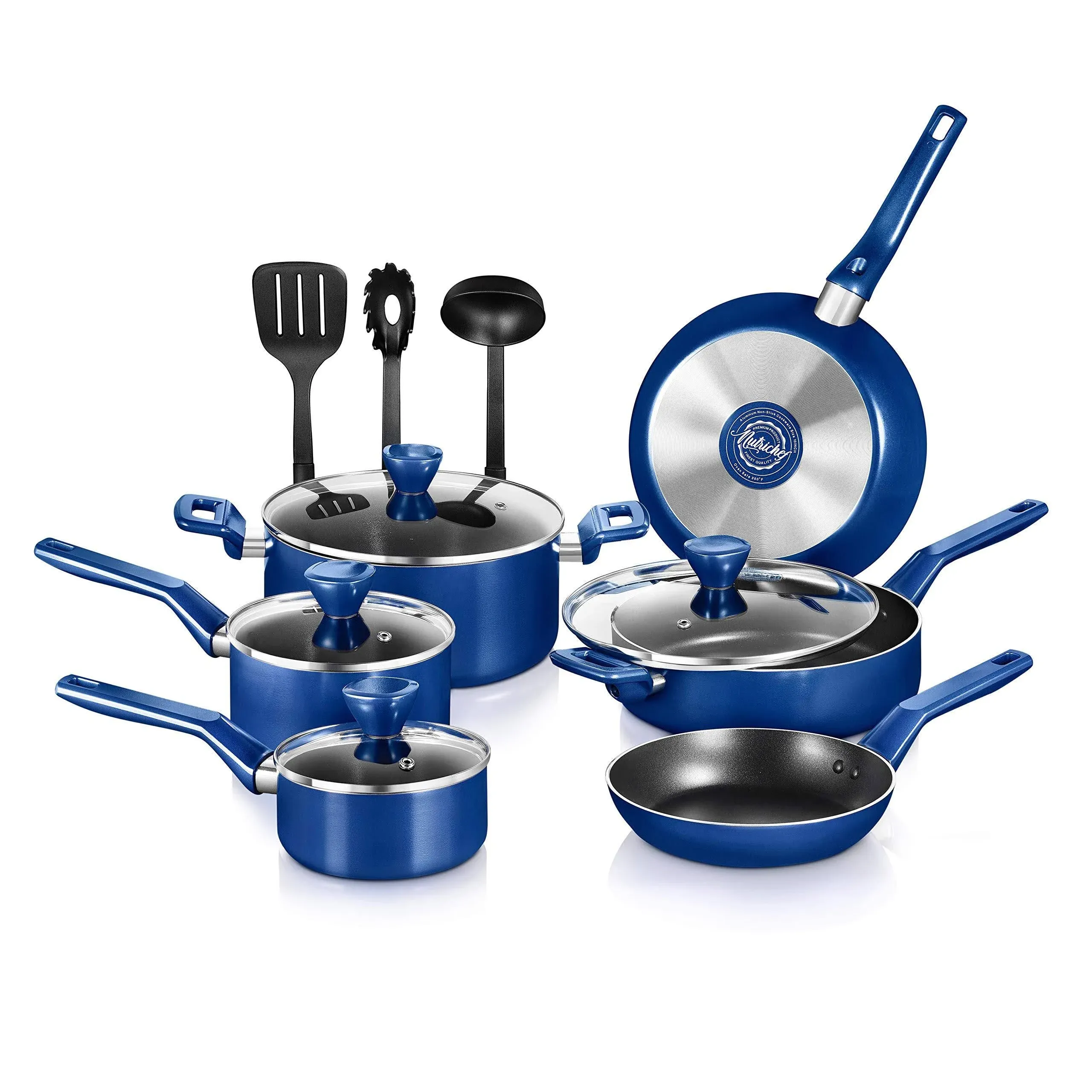 Nutrichef Kitchenware Pots & Pans - Stylish Kitchen Cookware Set, Non-Stick (13 ...