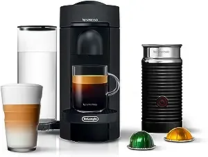 Nespresso De'Longhi VertuoPlus Coffee Maker and Espresso Machine with Aeroccino Milk Frother - Black Matte