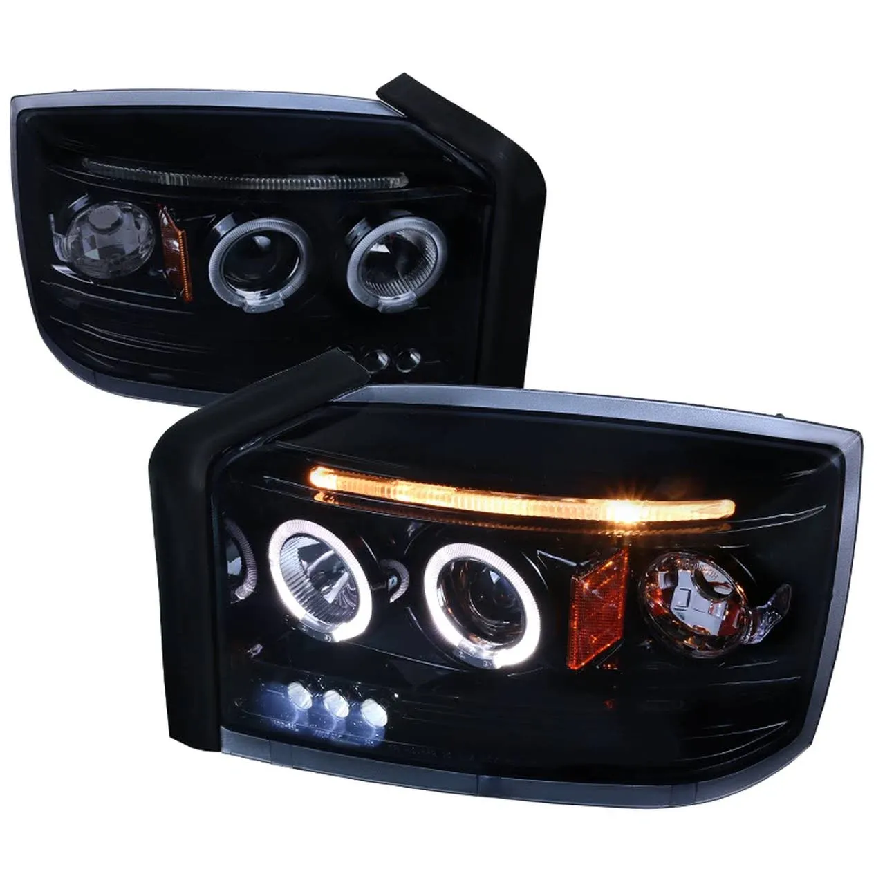 Dodge Dakota Spec-D Gloss Black Halo Projector Headlights