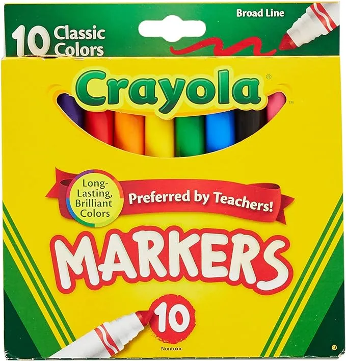 Crayola Classic Colors Broad Line Markers,10 Count ( Case of 24 )