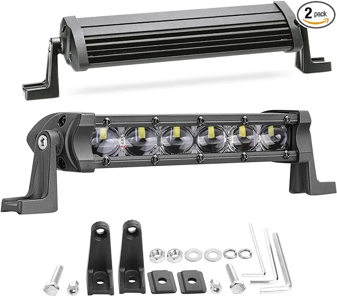 YCHOW-TECH 6inch LED Light Bar 2PCS 96W Single Rows Spot Beam Slim LED Pods W...