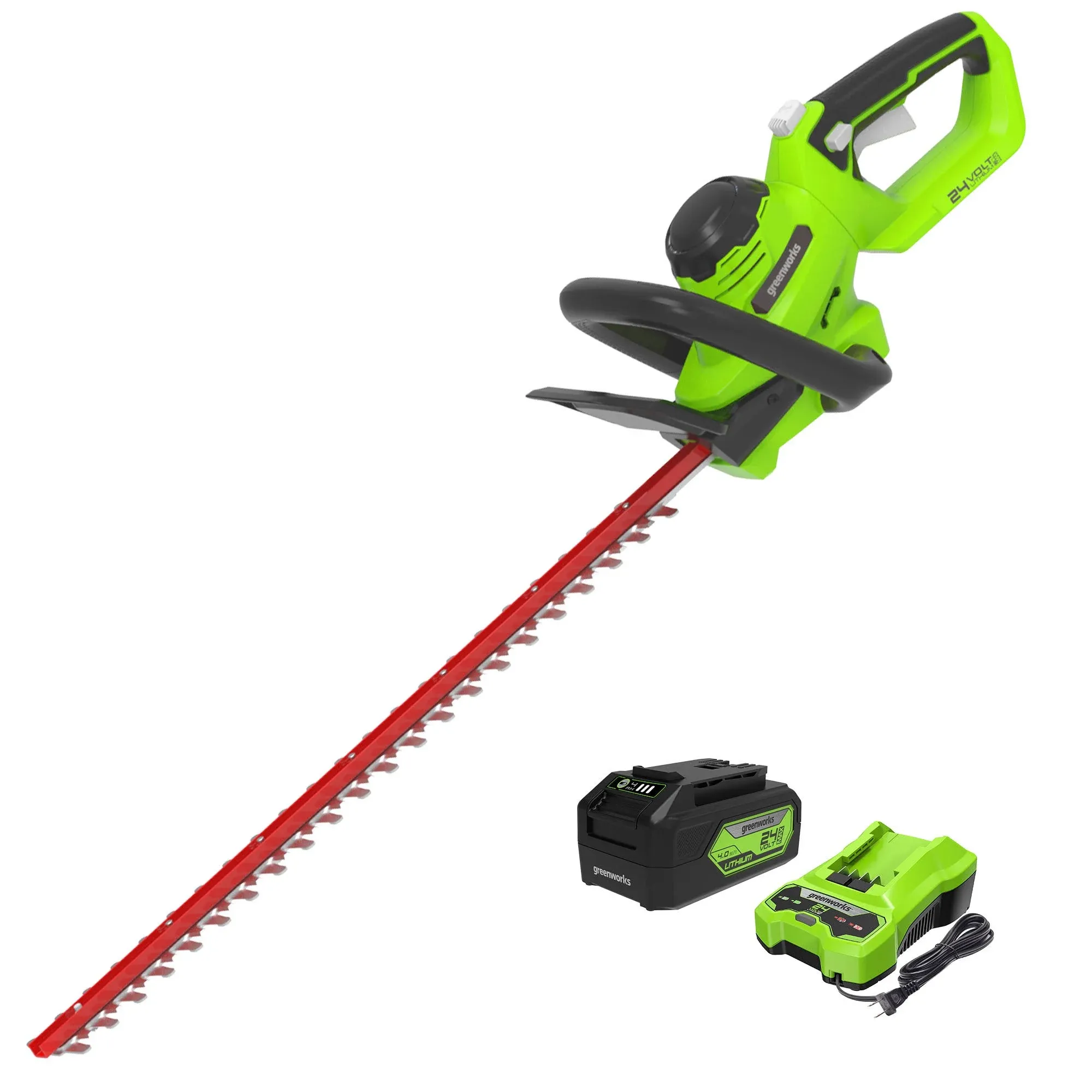 Greenworks 22 in. 24V Cordless Hedge Trimmer with 4.0 Ah USB Battery & Charger