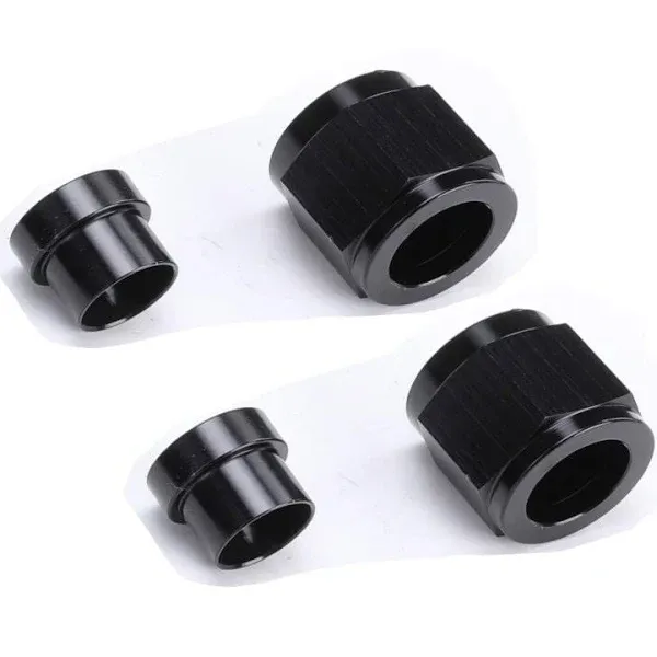 AC Performance Black Aluminum Hardline Fitting- 6 An Female Tube Nut and Sleeve ...