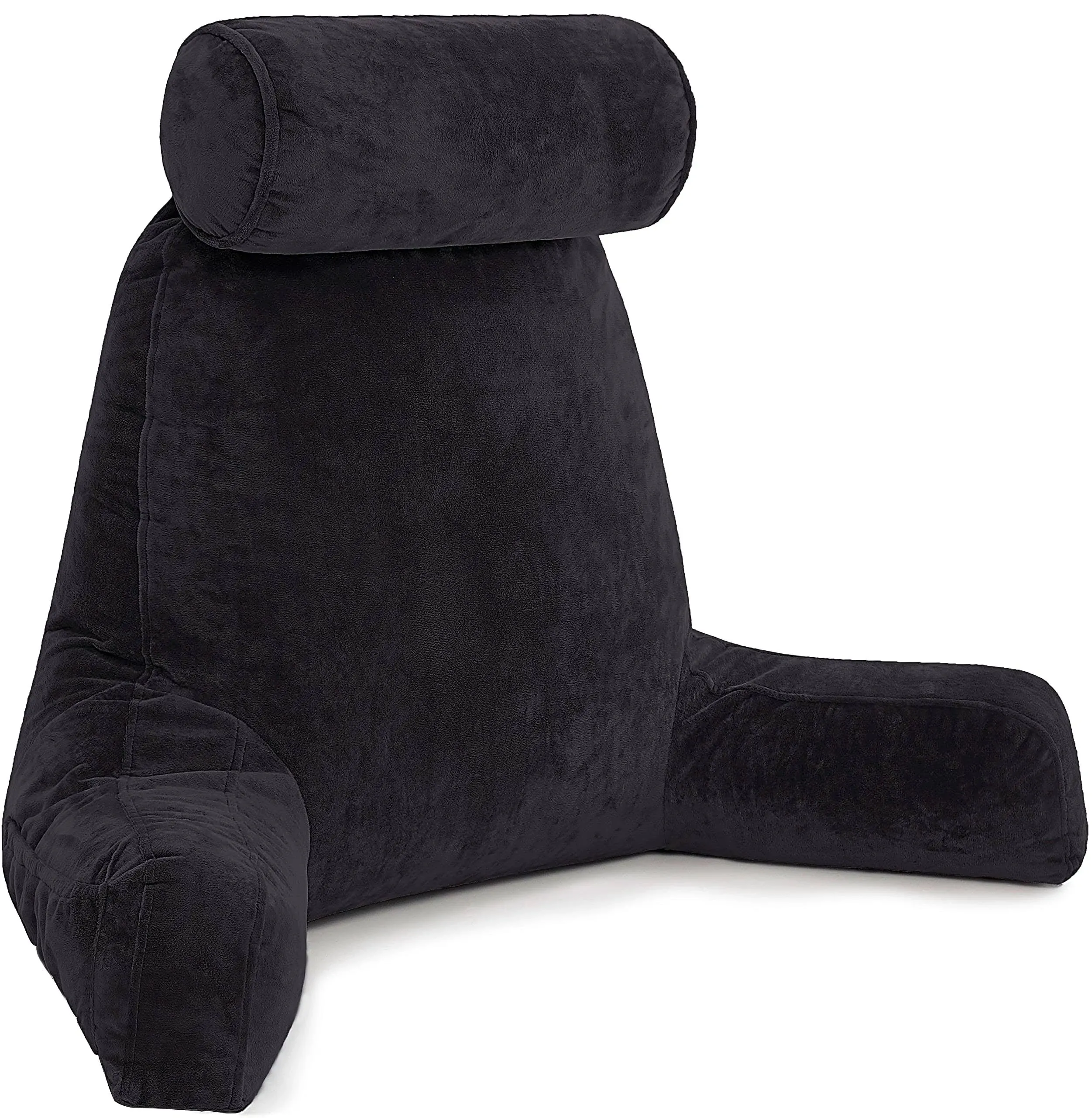 Husband Pillow - Big Bed Rest Reading Pillow - Backrest with Arms - Black