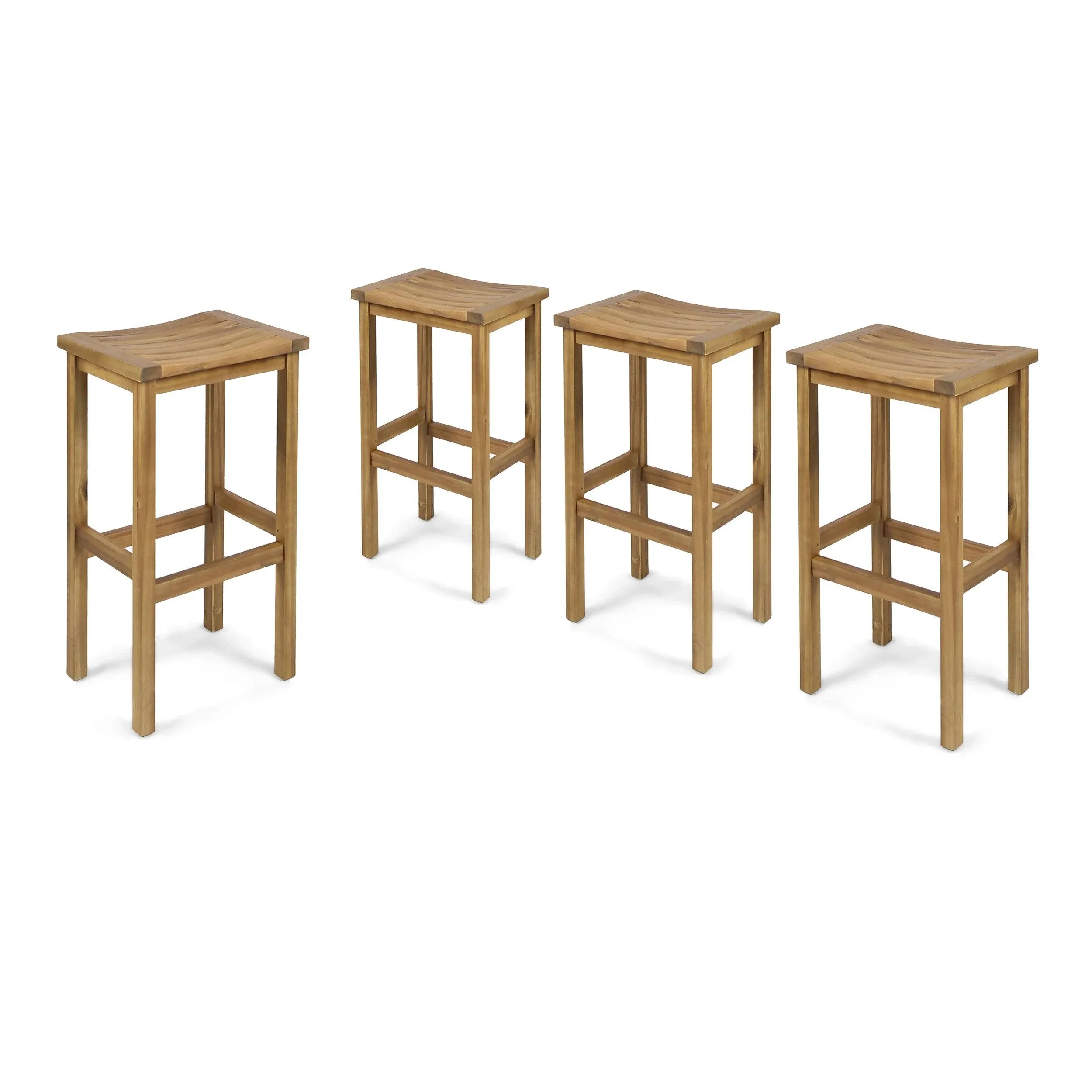 Noble House Caribbean Outdoor 30" Acacia Wood Barstools