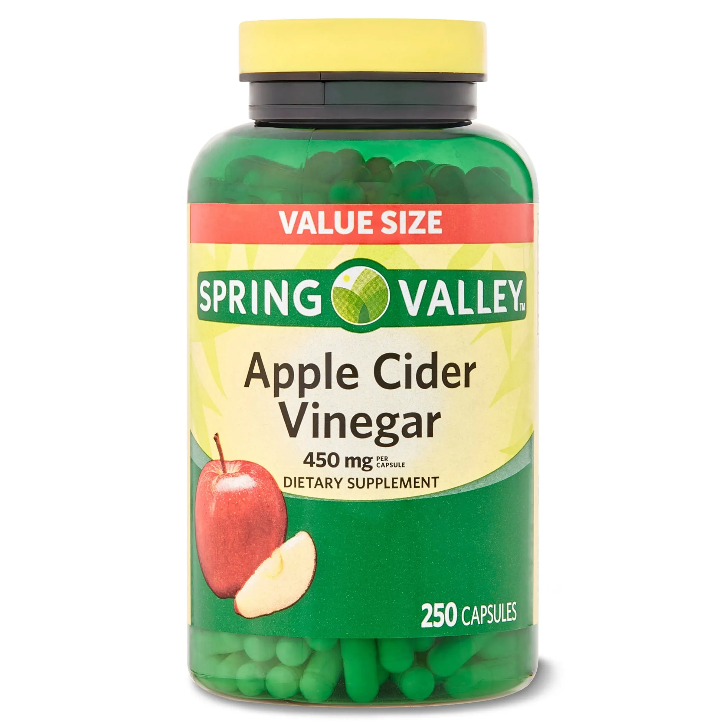 Spring Valley Apple Cider Vinegar Dietary Supplement Value Size, 450 mg, 250 ct.