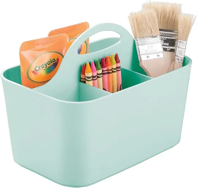 mDesign Plastic Sewing & Craft Storage Organizer Caddy Tote Bin - Mint Green