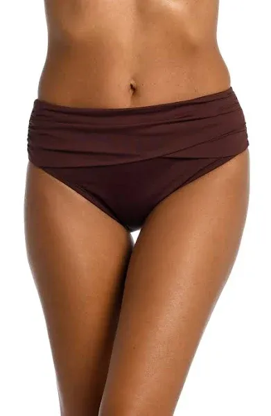 Island Goddess Banded Mid Waist Pant Bikini Swimsuit Bottom