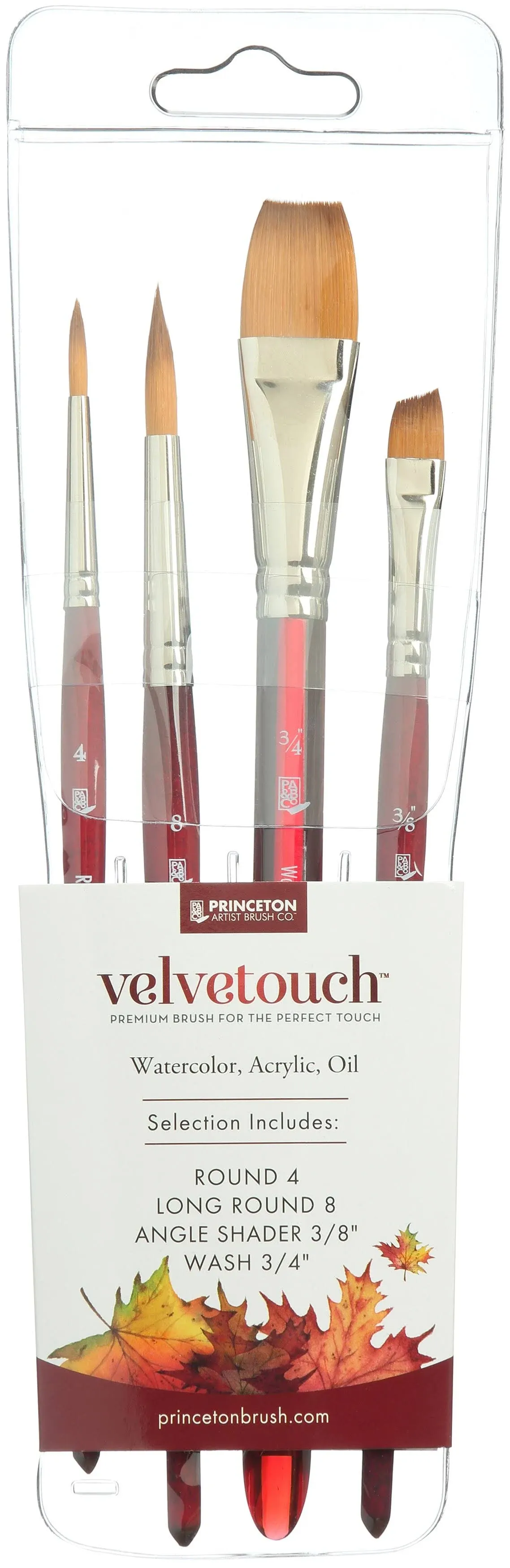 Princeton Velvetouch, Mixed-Media Brushes for Acrylic, Oil, Watercolor Series 3950, 4-Piece Professional Set 100