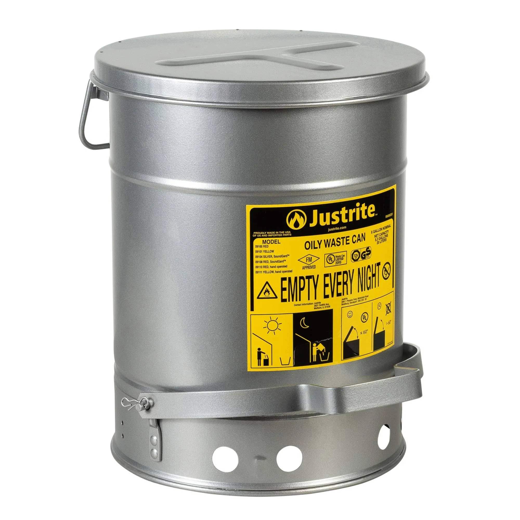 Justrite 10 Gallon Oily Waste Can