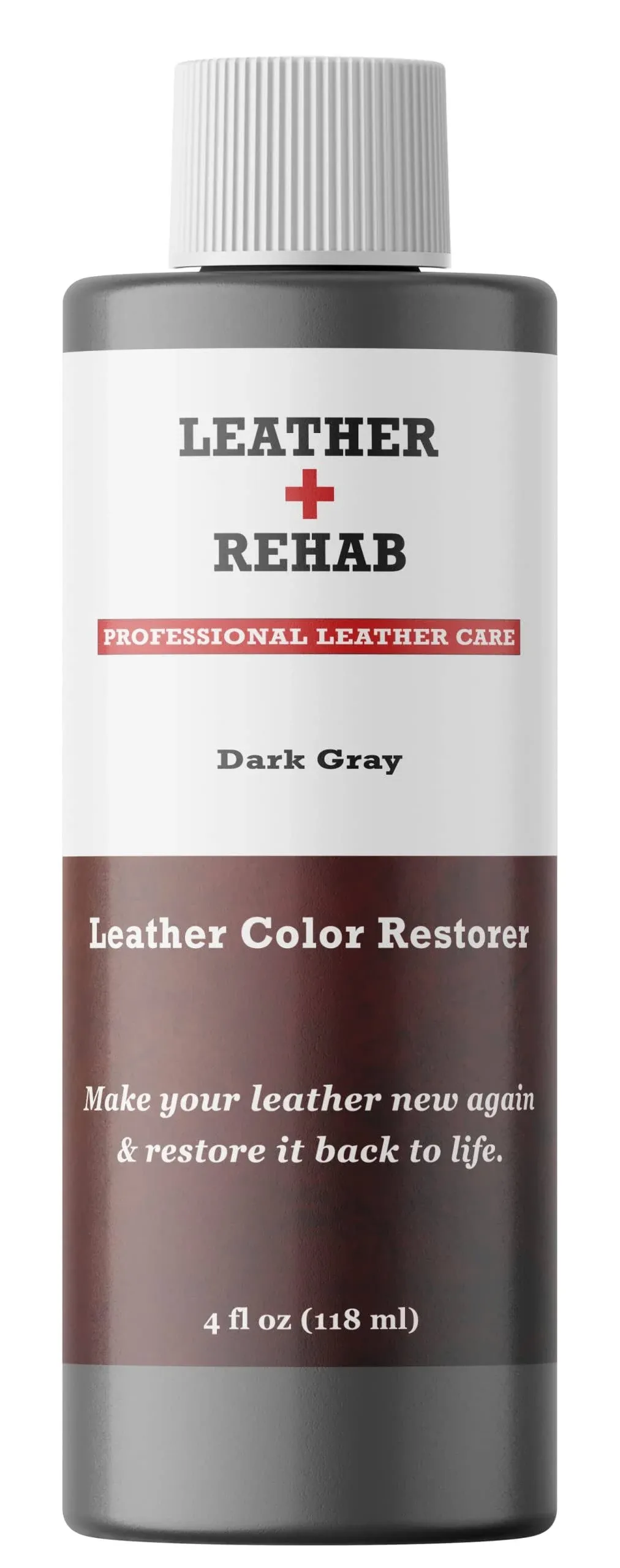 Leather Color Restorer - Dark Gray - Repair Couch, Furniture, Vinyl, Car Seat, Shoes, Bag, Jacket and Sofa - 4 oz.