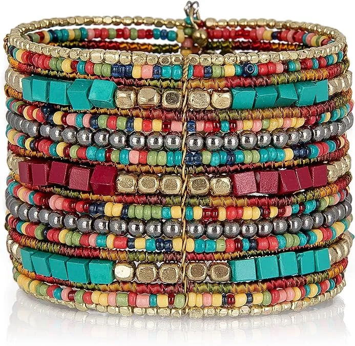 SPUNKYsoul Bohemian Multi-Colored Beaded Cuff Bracelets for Women Collection ...