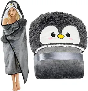 HAPPY FUEL Penguin Wearable Hooded Blanket