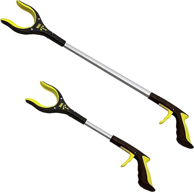 2-Pack 34 Inch and 21 Inch Grabber Reacher with Rotating Jaw - Mobility Aid Reaching Assist Tool